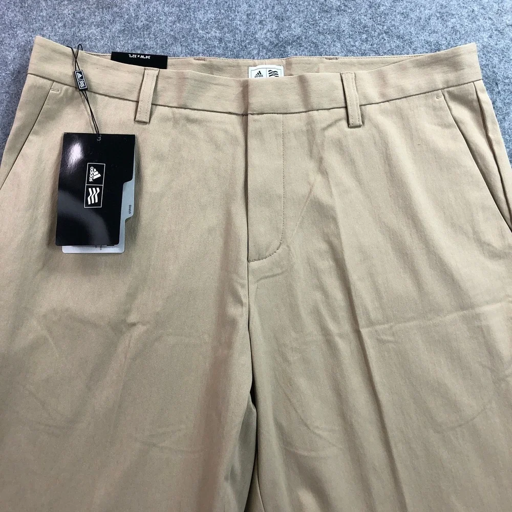 Adidas Mens Golf Pants 34x32 Tan Textured Straight Stretch Herringbone NWT